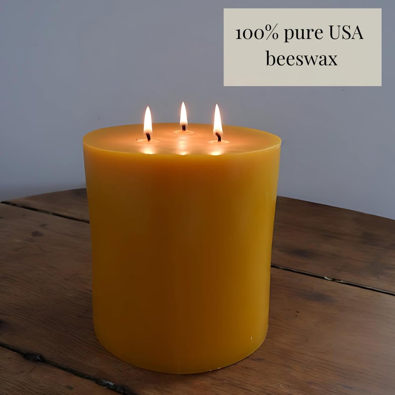 Candlestock 100% USA Beeswax Pillar Candle â€“ Handmade in Woodstock, NY â€“ Natural with 100% Cotton Wick â€“ Long-Burning & Dripless 6x6 (1 Candle) - Image 2